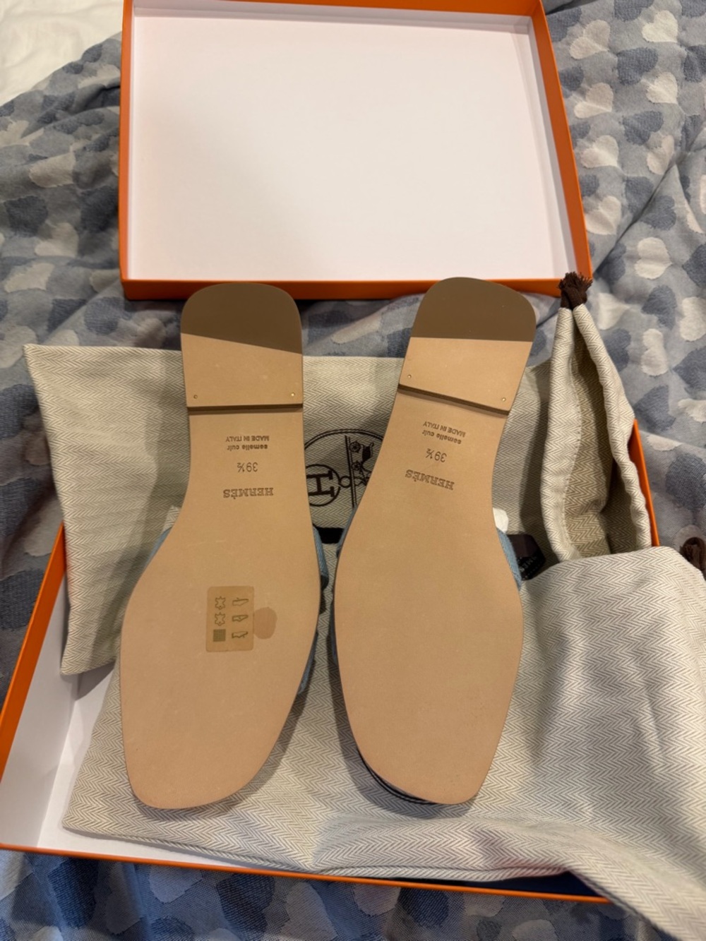 Hermes Sandal Oran Slipper Slide H Denim Light Blue - Picture 8 of 8